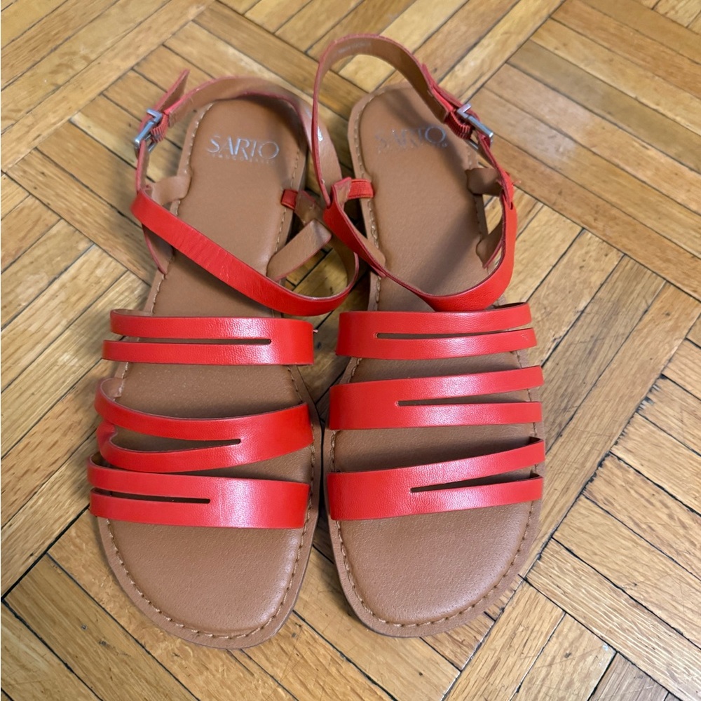 Franco Sarto Red and Tan Sandals